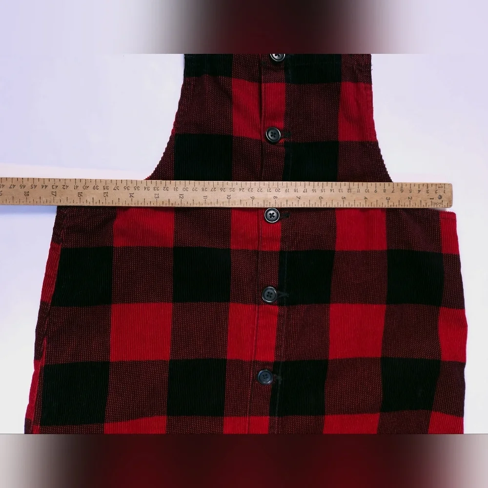 The Children's Place NWT Buffalo Plaid Red Black Corduroy Skirtall Jumper 16